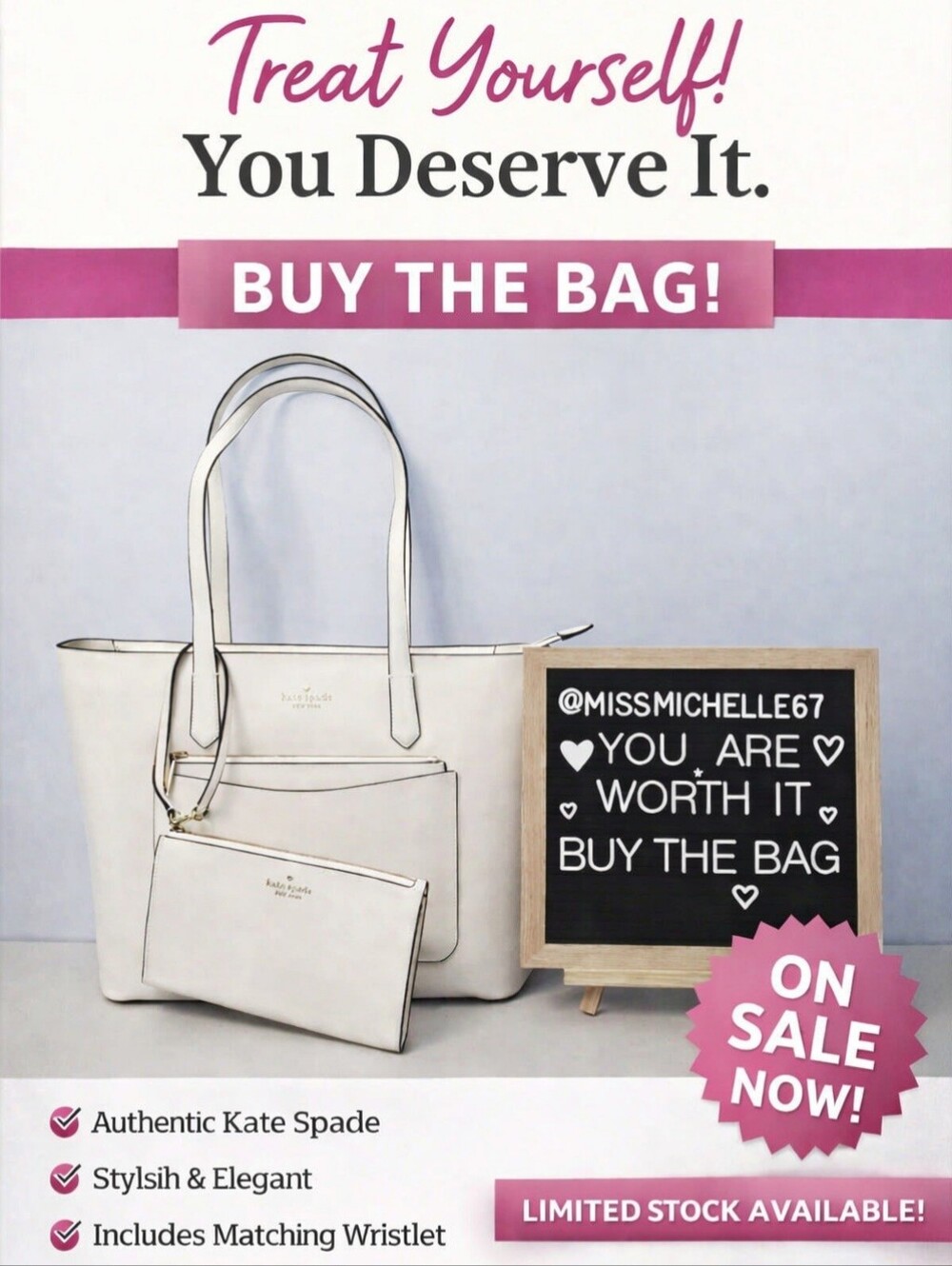 Kate Spade Meringue Staci Lg. Tote Set. Brand New with tags!! 3 In 1